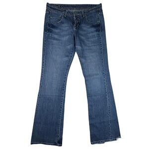 Marithe Francois Girbaud Bootcut Jeans Low Rise Distressed Frayed Womens 33x32